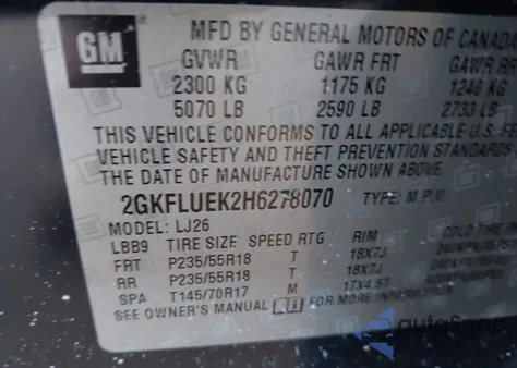 2017 GMC Terrain Slt z USA, uszkodzony, nr VIN 2GKFLUEK2H6278070